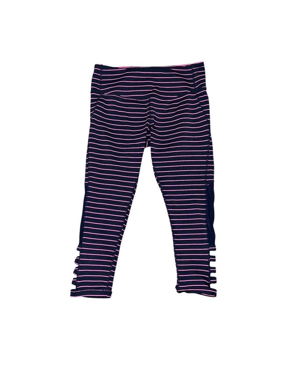 Mondetta Black And Pink Striped Capri Leggings Women’s Size Medium Stretchy Cute